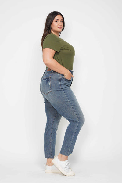 Judy Blue High Waist Tummy Control Vintage Wash Destroy Skinny Denim 88769-Jeans-Sunshine and Wine Boutique