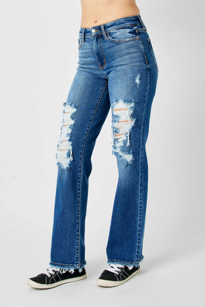 Judy Blue Mid Rise Dad Denim 82605-Jeans-Sunshine and Wine Boutique