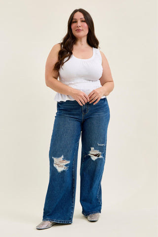 Judy Blue High Waist Rigid Magic Adjustable Tabs Column Straight Denim Jeans 881115