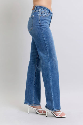 Judy Blue High Waist V-Front Vintage Wash Straight Denim Jeans 82623