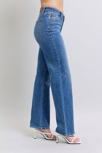 Judy Blue High Waist V-Front Vintage Wash Straight Denim Jeans 82623-Jeans-Sunshine and Wine Boutique