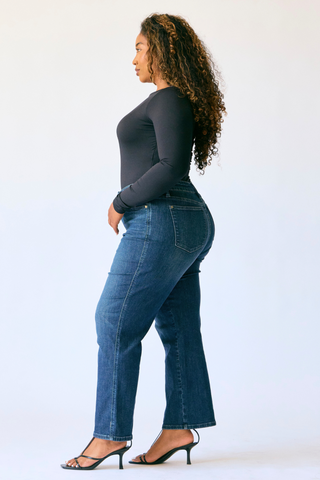 Judy Blue Mid Rise Tummy Control Classic Straight Denim Jeans 88861 - Petite