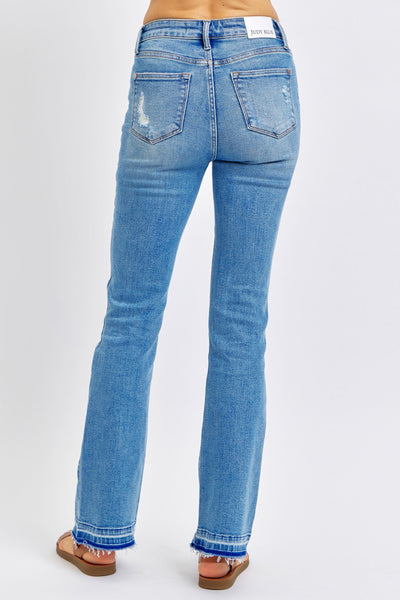 Judy Blue Mid Rise Destroy & Release Hem Bootcut Denim 88632-Jeans-Sunshine and Wine Boutique