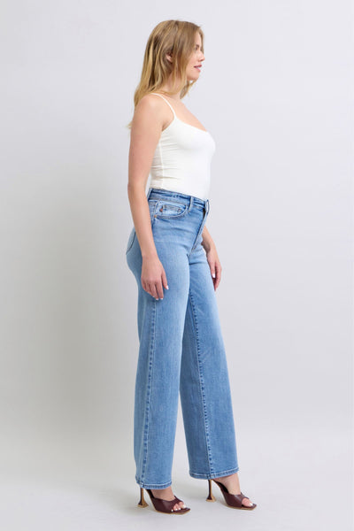 Judy Blue High Waist Vintage Wash Retro Wide Leg Denim Jeans 82625-Jeans-Sunshine and Wine Boutique