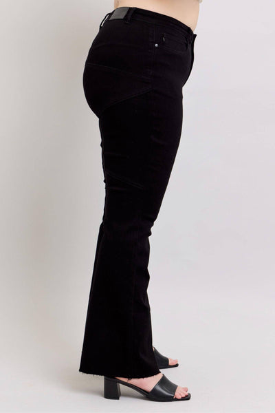 Judy Blue High Waist Star Back Seam Detail Black Flare Denim Jeans 88958-Jeans-Sunshine and Wine Boutique