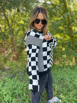 One Eleven North All Checkered Out Sweater in Four Colors