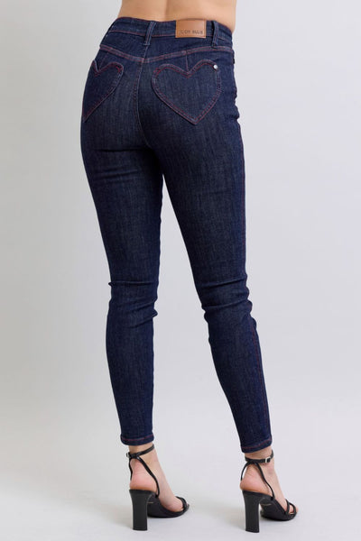 Judy Blue High Waist Heart Shaped Back Pockets Skinny Jeans 88916 - Exclusive-Jeans-Sunshine and Wine Boutique