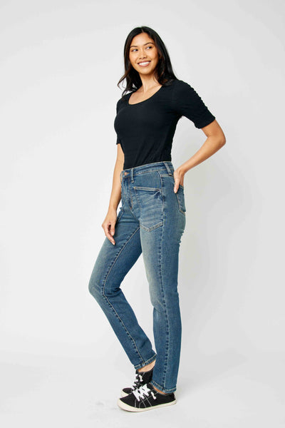 Judy Blue High Waist Classic Relaxed Denim Jeans 88687-Jeans-Sunshine and Wine Boutique