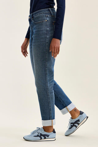 Judy Blue Mid Rise Billie Knit Indigo Boyfriend Denim Jeans 881126
