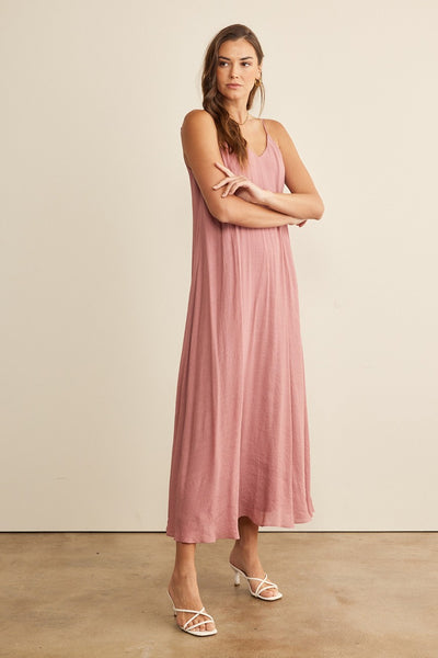 In February Flowy Classic V-neck Maxi Dress, Mauve-Dresses-Sunshine and Wine Boutique