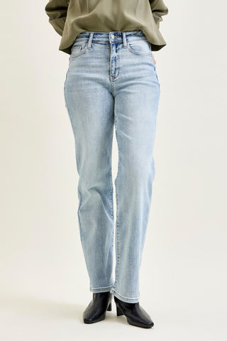 Judy Blue High Waist Light Wash Straight Denim Jeans 82501