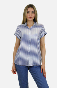 Beach Lunch Lounge Spencer Button Down, Blue & White-Shirts & Tops-Sunshine and Wine Boutique
