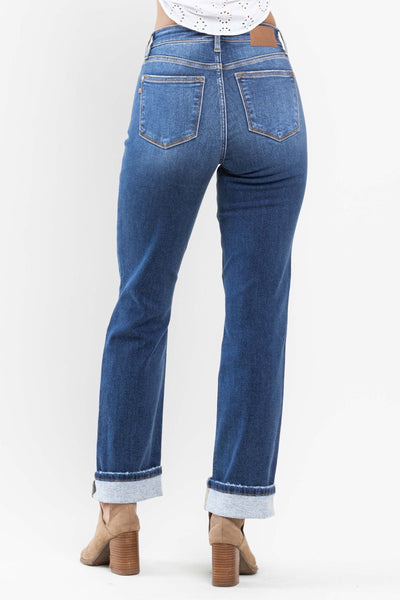 Judy Blue Estelle High Waist Thermal Straight Jeans 82561 - Exclusive-Jeans-Sunshine and Wine Boutique