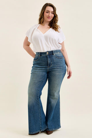 Judy Blue High Waist Tummy Control Jaqueline Flare Denim Jeans 881125