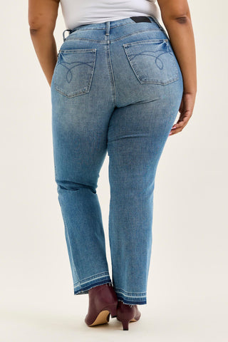 Judy Blue Mid Rise Tummy Control Release Hem Slim Bootcut Denim Jeans 881056