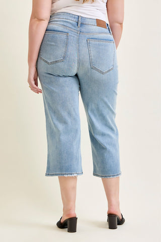 Judy Blue Mid Rise Wide Leg Crop Denim Jeans 82690