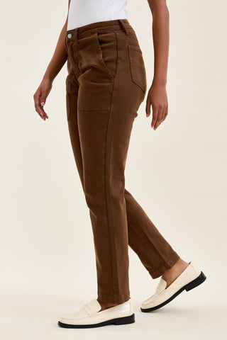 Judy Blue High Waist Aurora Weekender Garment Dyed Mahogany Slim Straight Jogger Denim Jeans 881196