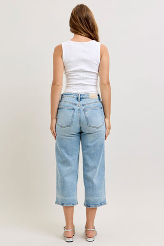 Judy Blue Mid Rise Wide Leg Crop Denim Jeans 881106