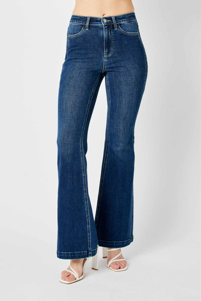 Judy Blue High Waist Angled Side Seam Detail Flare Denim 82538-Jeans-Sunshine and Wine Boutique