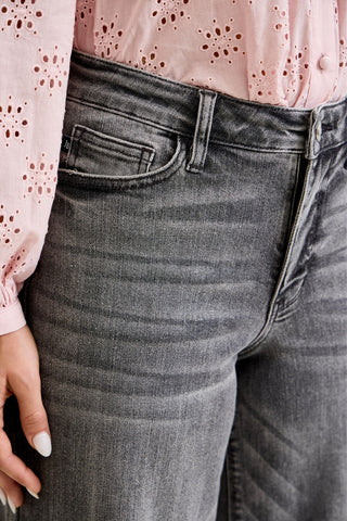 Judy Blue Mid Rise Gray Split Back Yoke Palazzo Denim Jeans 881134