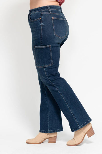 Judy Blue High Waist Cargo Bootcut Denim 88872-Jeans-Sunshine and Wine Boutique