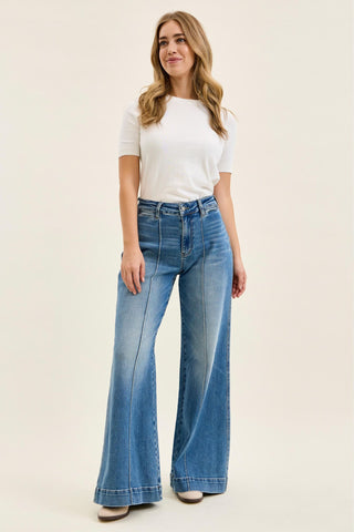 Judy Blue High Waist Liza Palazzo Shield Pocket Denim Jeans 881160 - 3 Inseam Options