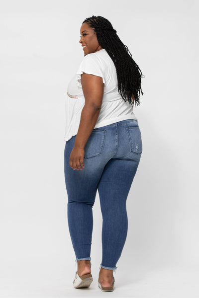 Judy Blue High Waist Destroyed Relaxed Fit Denim Jeans 82306-Jeans-Sunshine and Wine Boutique