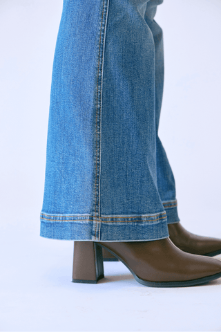 Judy Blue High Waist Tummy Control Double Button Flare Denim Jeans 881018 - Petite