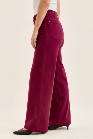 Judy Blue High Waist Tummy Control Boysenberry Retro Wide Leg Denim Jeans 881168