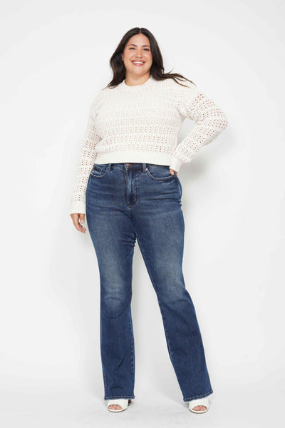 Judy Blue High Waist Tummy Control Back Pocket Embroidery Bootcut Denim Jeans 88786 - 3 Inseam Options: Short, Regular, Long-Jeans-Sunshine and Wine Boutique