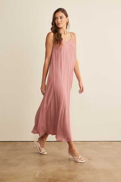 In February Flowy Classic V-neck Maxi Dress, Mauve-Dresses-Sunshine and Wine Boutique