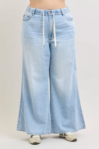 Judy Blue High Waist Featherweight Drawstring Palazzo Denim Jeans 881091