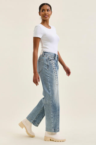 Judy Blue High Waist Rigid Magic Lace Up Marlow Arc Denim Jeans 881175