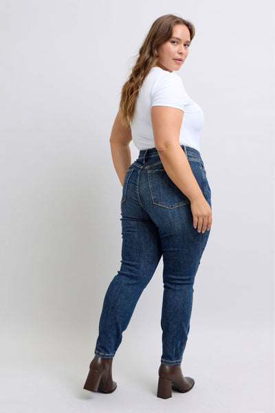 Judy Blue Mid Rise Tummy Control Classic Vintage Skinny Denim Jeans 88881-Jeans-Sunshine and Wine Boutique