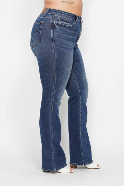 Judy Blue High Waist Tummy Control Back Pocket Embroidery Bootcut Denim Jeans 88786 - 3 Inseam Options: Short, Regular, Long-Jeans-Sunshine and Wine Boutique