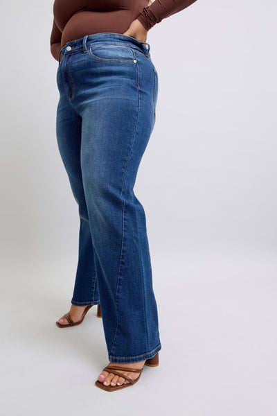 Judy Blue Mid Rise Side Seam Detail Straight Denim Jeans 82629-Jeans-Sunshine and Wine Boutique