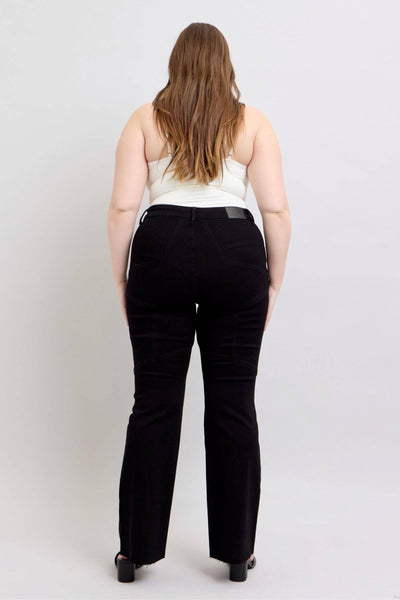 Judy Blue High Waist Star Back Seam Detail Black Flare Denim Jeans 88958-Jeans-Sunshine and Wine Boutique