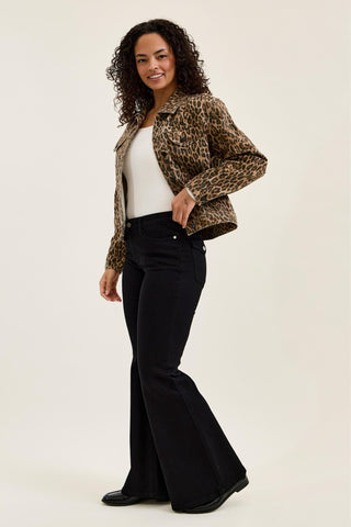 Judy Blue Rigid Magic Cicly Leopard Print Denim Jacket 7891