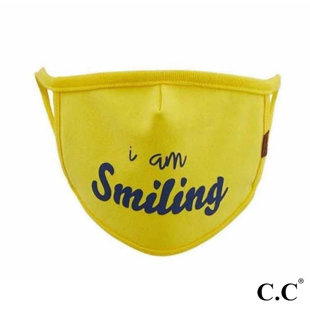 C.C I am smiling Face Mask, Yellow-Face Mask-Sunshine and Wine Boutique