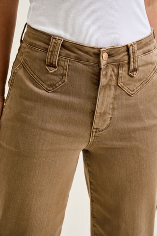 Judy Blue High Waist Golden Brown Ankle Wide Leg Denim Jeans 881095