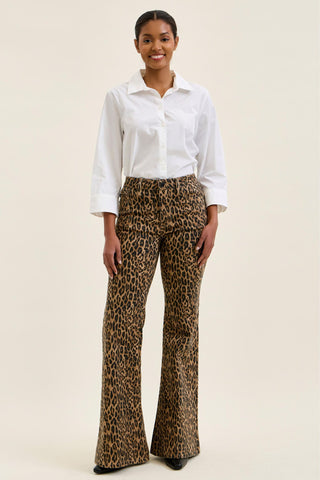 Judy Blue Mid Rise Leopard Luxe Jaqueline Flare Denim Jeans 881180