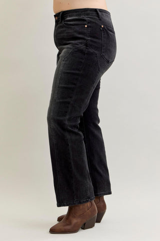 Judy Blue Mid Rise Western Seam Detail Black Straight Denim Jeans 881050