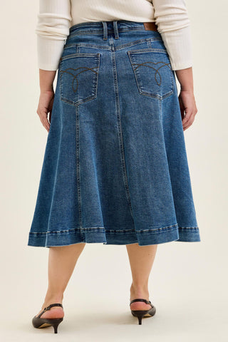 Judy Blue High Waist Lasso Stone Denim Skirt 2844