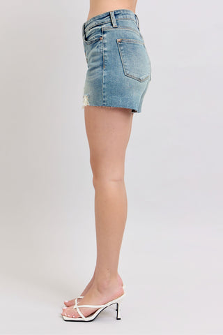 Judy Blue Mid Rise Vintage Button Fly Denim Short 150294