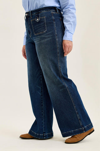 Judy Blue High Waist Fade Indigo Retro Wide Leg Denim Jeans 881159
