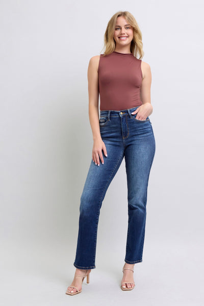 Judy Blue High Rise Vintage Wash Thermal Straight Denim Jeans 82631-Jeans-Sunshine and Wine Boutique