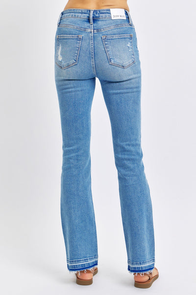 Judy Blue Mid Rise Destroy & Release Hem Bootcut Denim 88632-Jeans-Sunshine and Wine Boutique