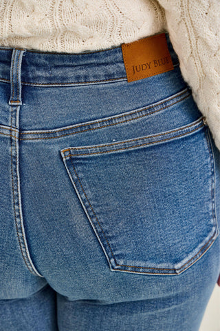 Judy Blue High Waist Tummy Control Peggy Ankle Straight Denim Jeans 881166 - Petite
