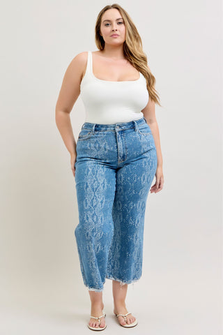 Judy Blue High Waist Ankle Wide Leg Denim Jeans 881107
