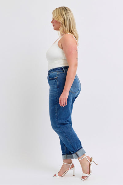 Judy Blue Mid Rise Vintage Wash Boyfriend Denim Jeans 82624-Jeans-Sunshine and Wine Boutique